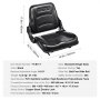 Asiento de carretilla elevadora VEVOR negro con respaldo ajustable, dimensiones etiquetadas, modelo ty-b17-1.