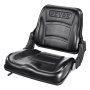 Asiento de carretilla elevadora VEVOR negro con respaldo acolchado, asiento contorneado y soportes ajustables.