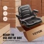 VEVOR Asiento de Carretilla Elevadora Universal Asiento de Tractor Plegable Respaldo de Ángulo Ajustable Micro Interruptor Cinturón de Seguridad Reposabrazos Ranura Extendida 160-340mm para Excavadora