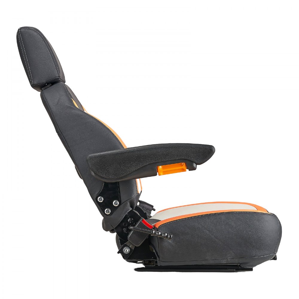 VEVOR Asiento Universal para Carretilla Elevadora 52 x 59 x 82 cm Asiento con Respaldo Ajustable, Reposabrazos, Reposacabezas y Cinturón de Seguridad, Microinterruptor, para Cortadora de Césped