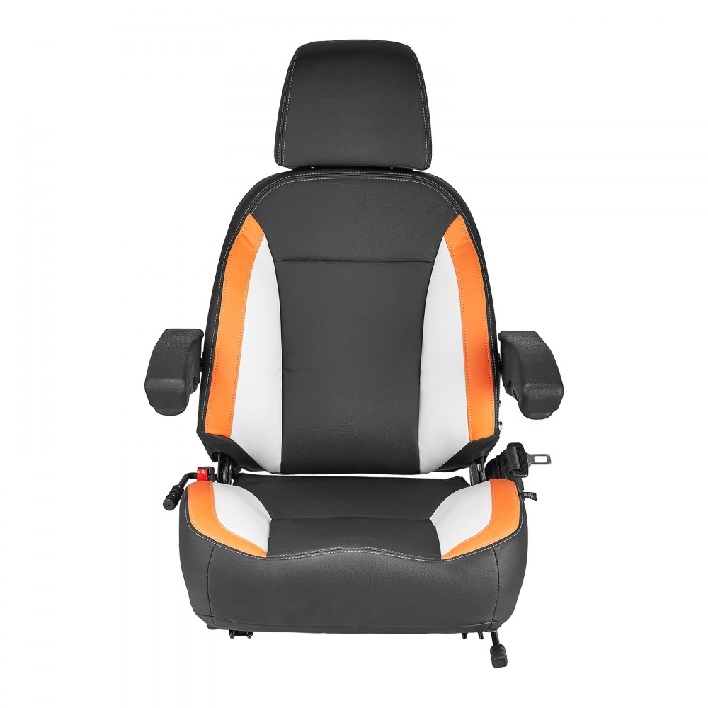 VEVOR Asiento Universal para Carretilla Elevadora 52 x 59 x 82 cm Asiento con Respaldo Ajustable, Reposabrazos, Reposacabezas y Cinturón de Seguridad, Microinterruptor, para Cortadora de Césped