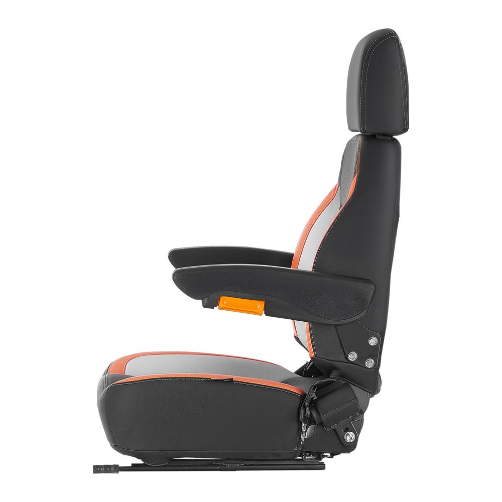 VEVOR Asiento Universal para Carretilla Elevadora 52 x 59 x 82 cm Asiento con Respaldo Ajustable, Reposabrazos, Reposacabezas y Cinturón de Seguridad, Microinterruptor, para Cortadora de Césped