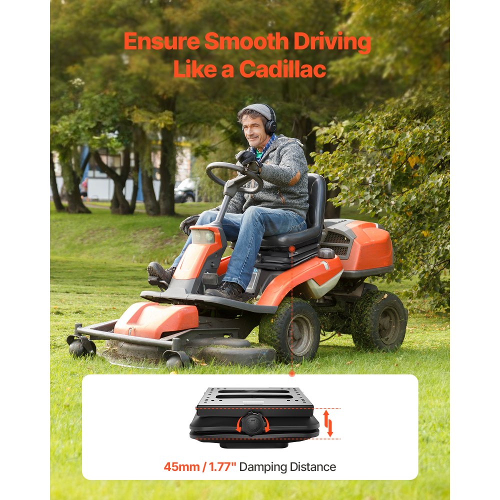 VEVOR Kit de Suspensión de Asiento Sin Riel Deslizante, Kit de Suspensión de Asiento de Carretilla Elevadora Universal con Cubierta Antipolvo para Cortacésped, Tractor para Montacargas, Excavadoras