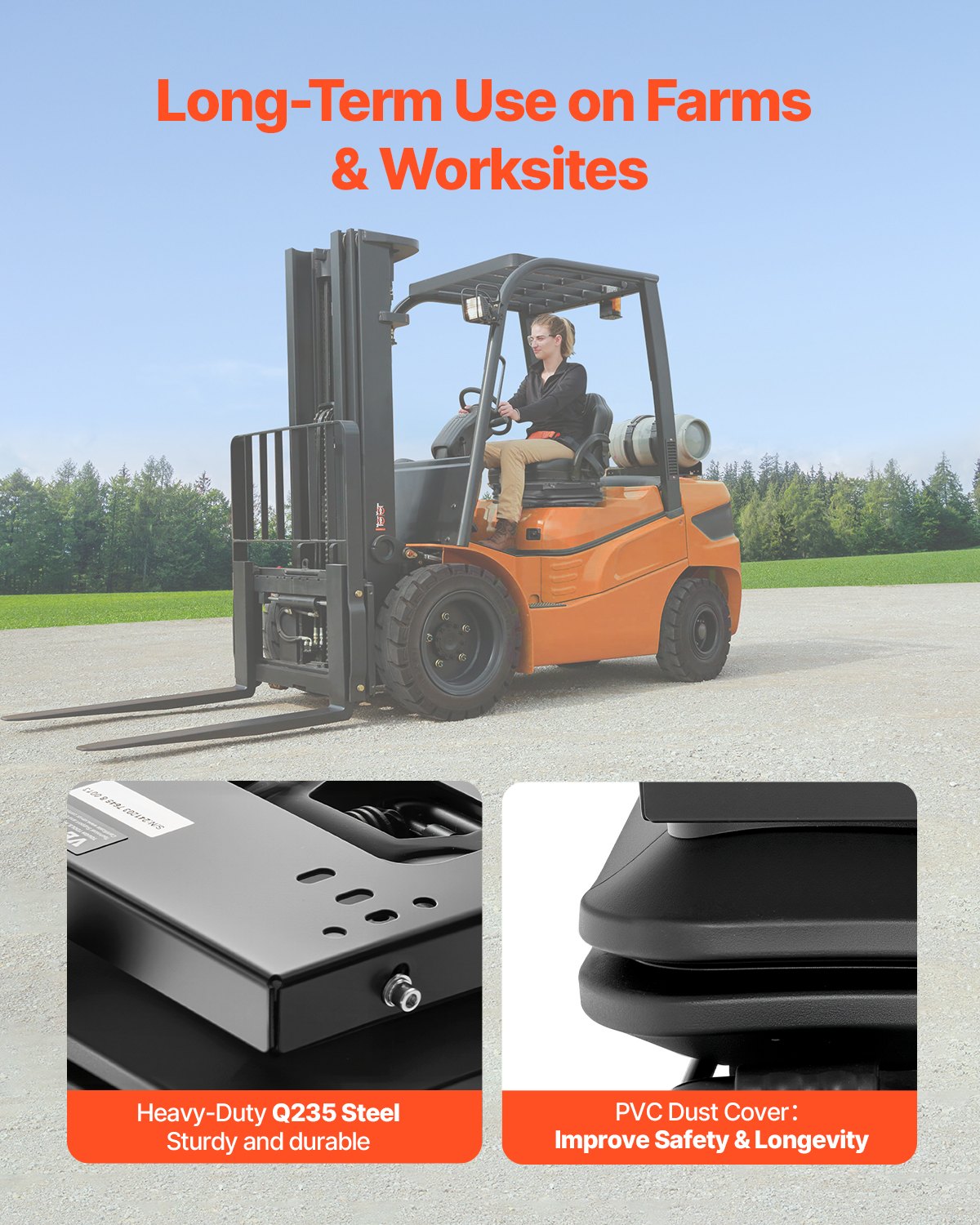 VEVOR Kit de Suspensión de Asiento Universal de 150 mm Ajustable de Adelante Hacia Atrás con Riel Deslizante Kit de Suspensión de Asiento con Cubierta Antipolvo para Cortacésped, Carretilla, Tractor