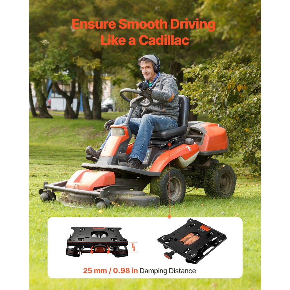 VEVOR Kit de Suspensión de Asiento Sin Riel Deslizante, Kit de Suspensión de Asiento Ajustable de Montacargas Tipo Resorte Distancia de Amortiguación 30 mm, Compatible con Cortacésped, Excavadora