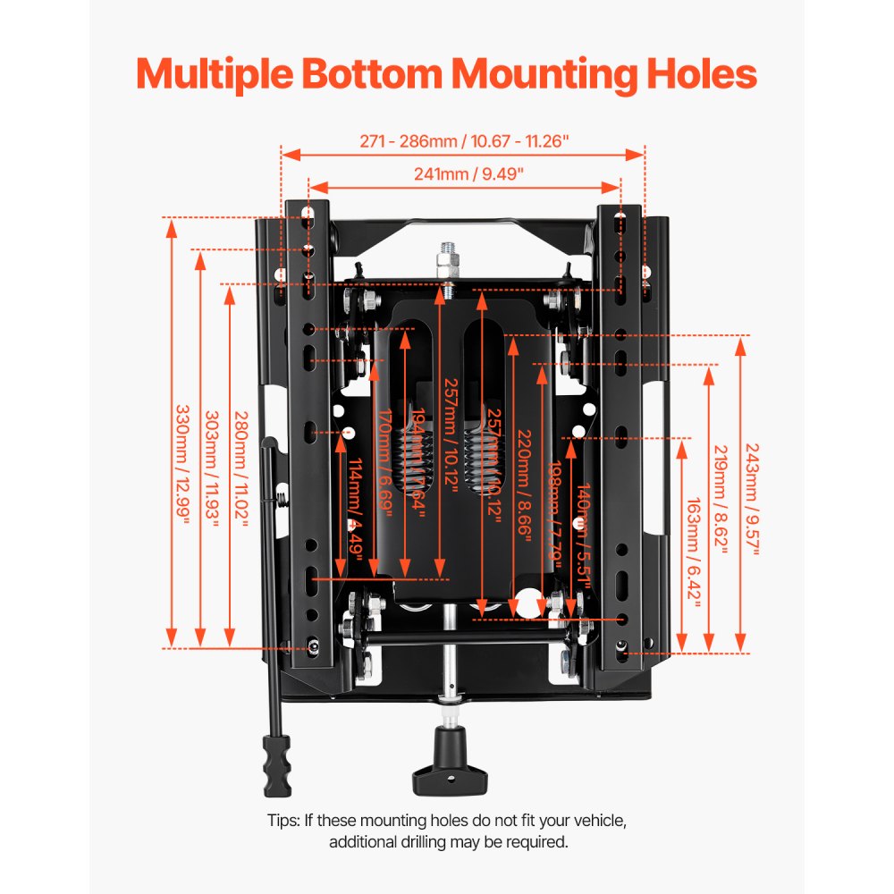 VEVOR Kit de Suspensión de Asiento con Riel Deslizante Universal Ajustable de Adelante Hacia Atrás de 150 mm, Tipo Resorte Distancia de Amortiguación 30 mm, Compatible con Cortacésped, Excavadora