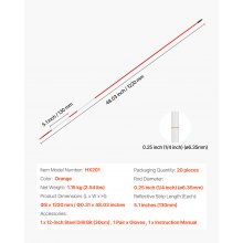VEVOR 20 PCS Marcadores Reflectantes para Entrada de Vehículos de Φ 8 x 1220 mm