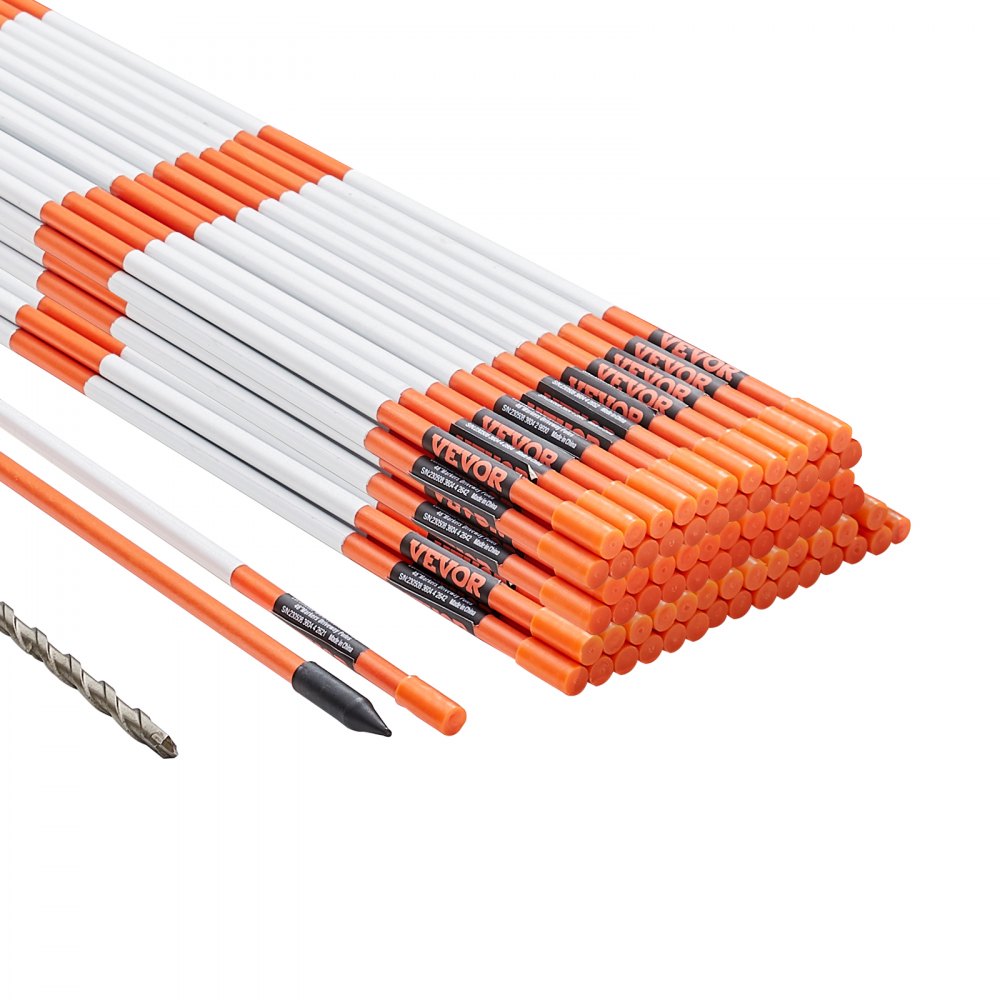 VEVOR Paquete de 100 marcadores de entrada de 48 pulgadas, estacas naranjas para quitanieves, varilla de fibra de vidrio de 0,31 pulgadas