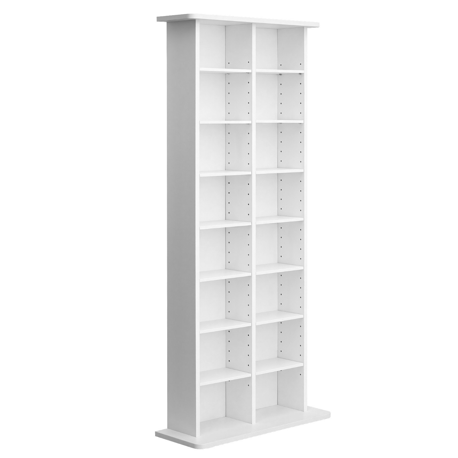 VEVOR Estantería de Pared, 559 x 222 x 1295 mm, Mueble de Almacenamiento, Estantes de 8 Niveles, 16 Compartimentos, con Dispositivo Antivuelco, Organizador para CDs DVDs Libros, para Salón Oficina