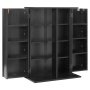 VEVOR Estantería de Pared, 610 x 368 x 846 mm, Mueble de Almacenamiento, 2 Puertas y 16 Compartimentos, con Dispositivos Antivuelco, para CDs DVDs Libros Juegos, Armario para Salón Oficina, Negro