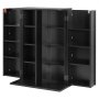 VEVOR Estantería de Pared, 610 x 368 x 846 mm, Mueble de Almacenamiento, 2 Puertas y 16 Compartimentos, con Dispositivos Antivuelco, para CDs DVDs Libros Juegos, Armario para Salón Oficina, Negro