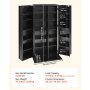VEVOR Estantería de Pared, 610 x 368 x 1270 mm, Mueble de Almacenamiento, con 2 Puertas y 24 Compartimentos, Estantes Ajustables, para CDs DVDs Libros Videojuegos, Armario para Salón Oficina, Negro