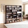 VEVOR Mueble de Almacenamiento Multimedia con 24 Compartimentos, para CD, DVD, Libros y Discos de Juegos, Ideal para Sala de Estar, Oficina en Casa, Sala de Grabación, 142 x 22 x 130 cm, Marrón