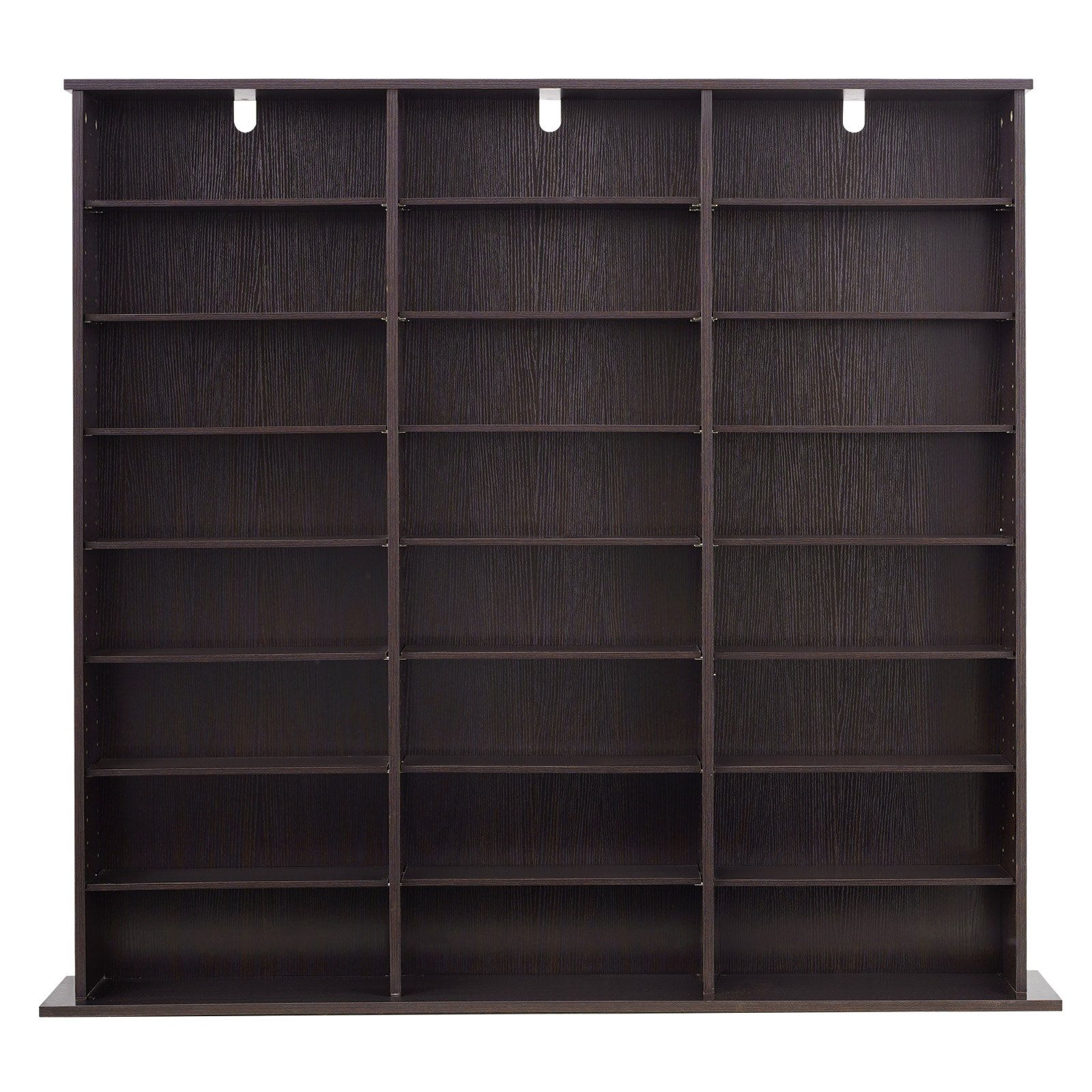 VEVOR Mueble de Almacenamiento Multimedia con 24 Compartimentos, para CD, DVD, Libros y Discos de Juegos, Ideal para Sala de Estar, Oficina en Casa, Sala de Grabación, 142 x 22 x 130 cm, Marrón