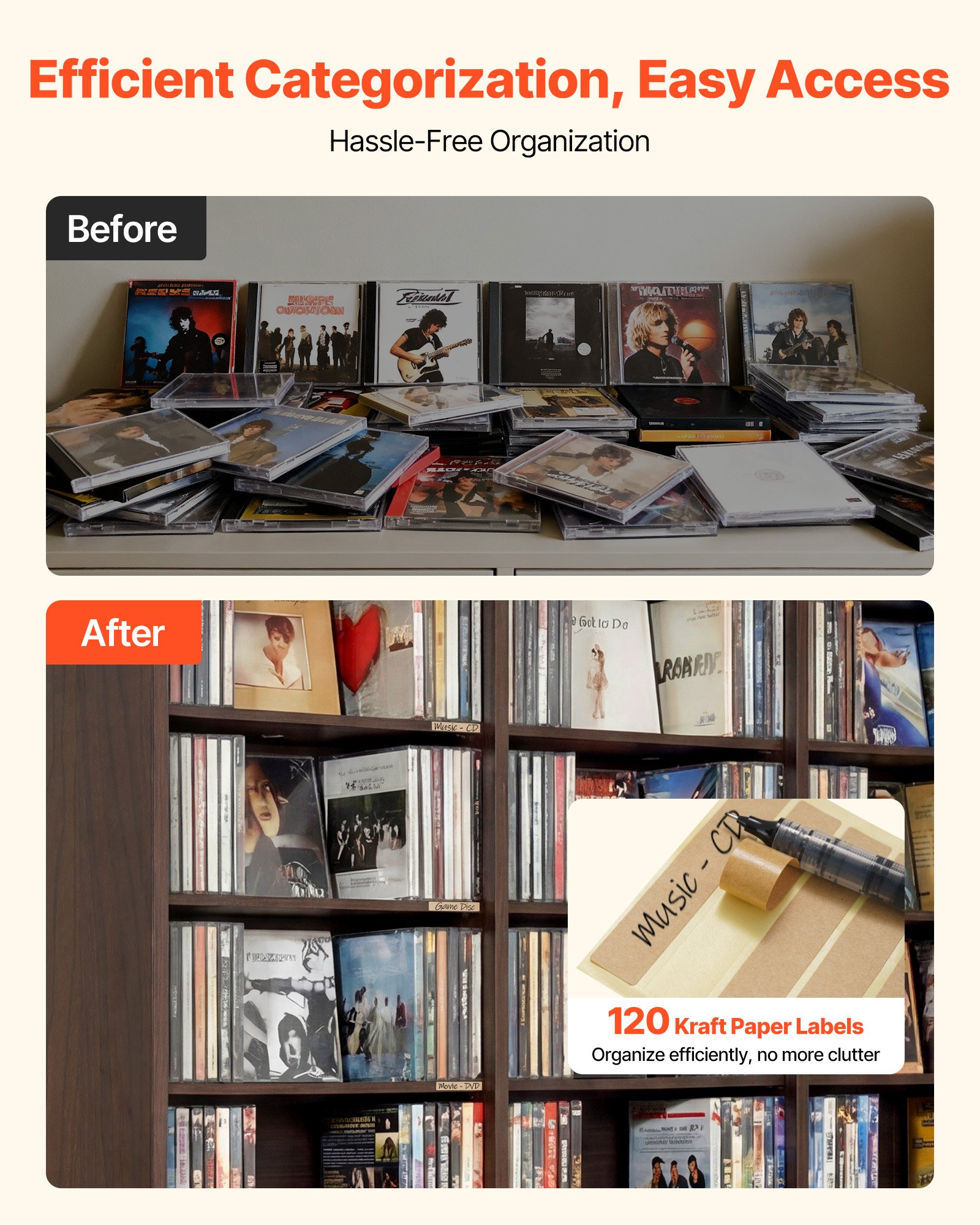 VEVOR Estantería de Pared, 1018 x 231 x 1810 mm, Mueble de Almacenamiento de 36 Compartimentos, Organizador Multifuncional para CDs DVDs Libros Juegos, Antivuelco, Armario para Salón Oficina Librería