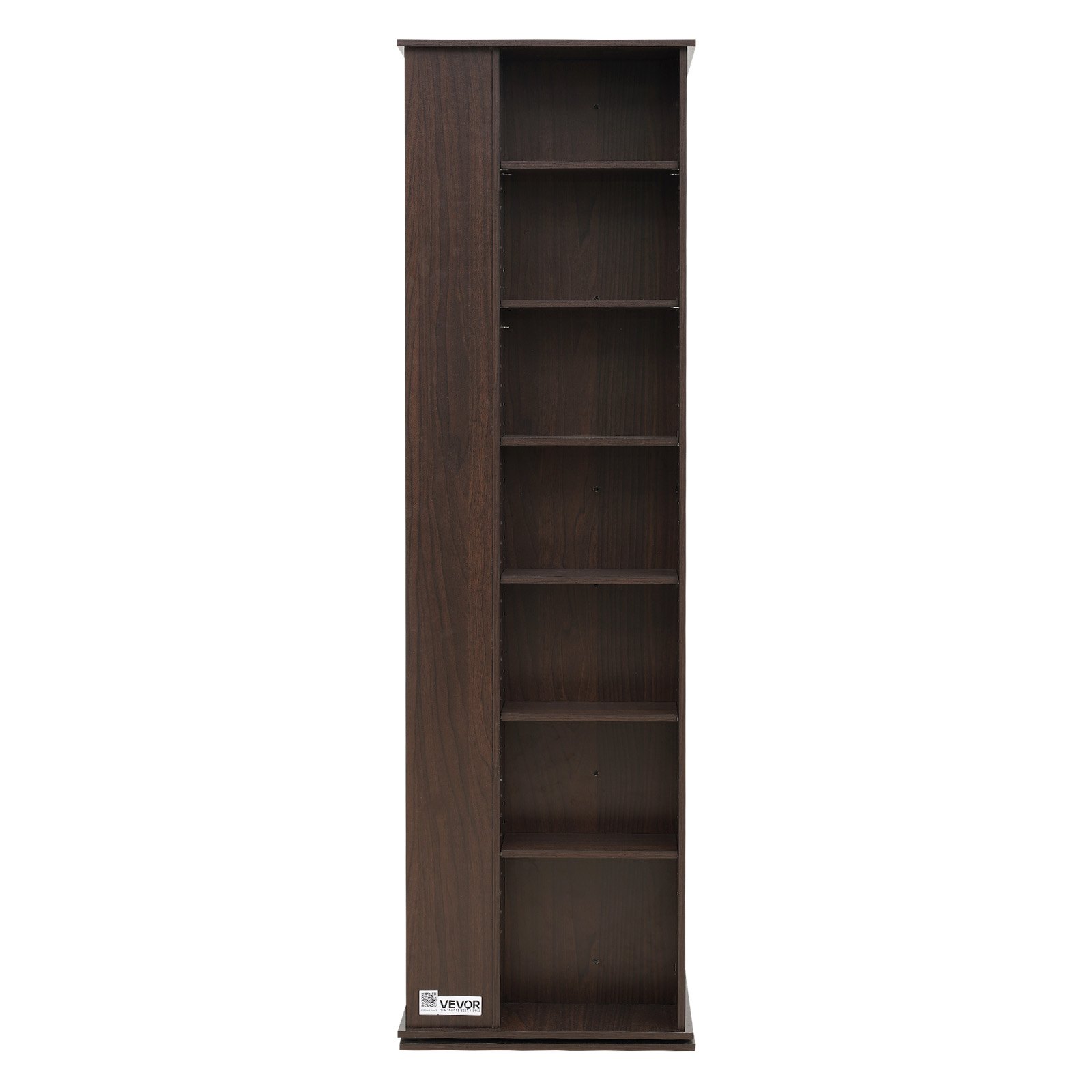 VEVOR Estantería Giratoria, Mueble de Almacenamiento de 34 Compartimentos, Estantes Ajustables, Organizador para CDs DVDs Libros Videojuegos, Armario para Salón Dormitorio Oficina Biblioteca, Marrón