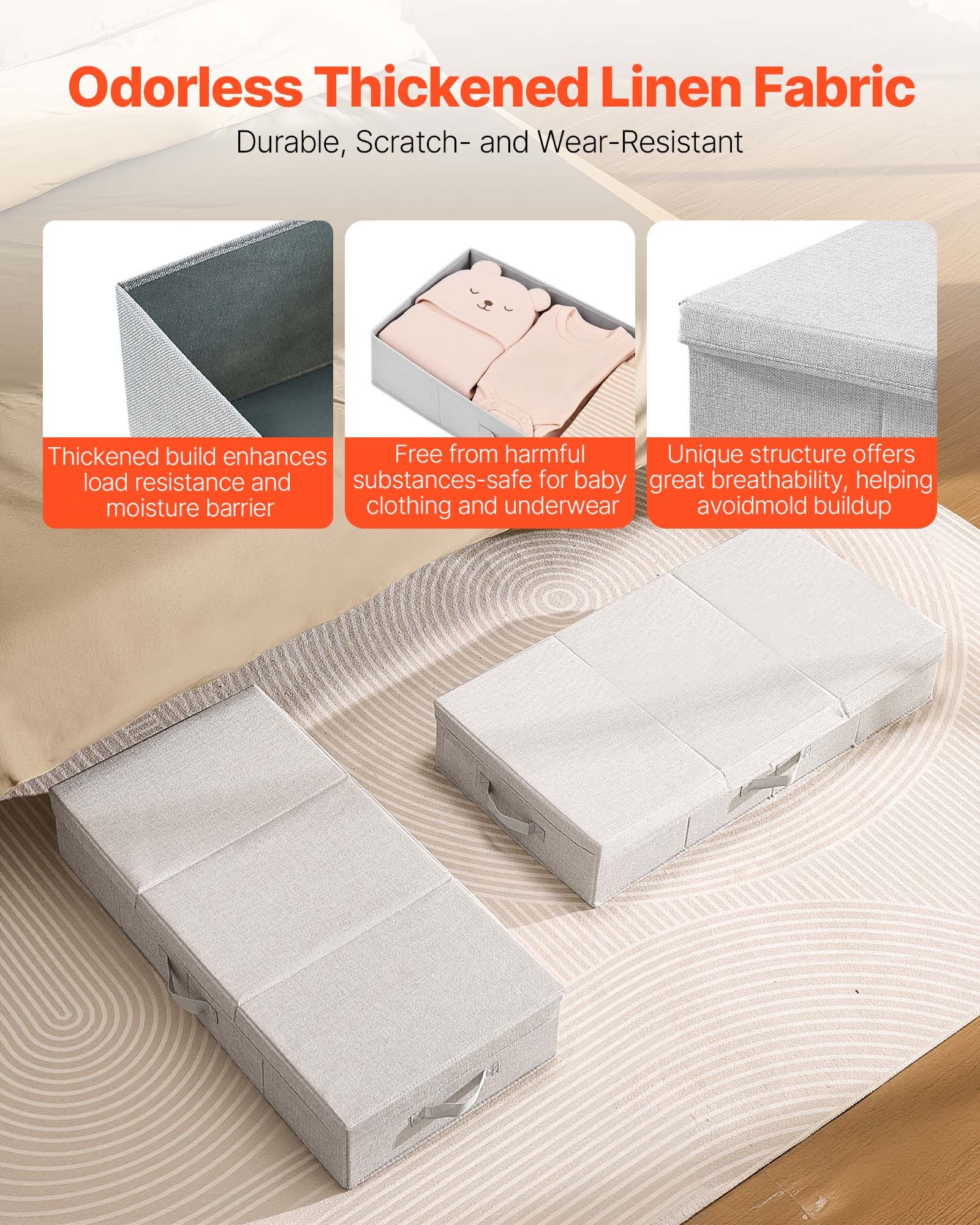 VEVOR Contenedor de Almacenaje para Debajo de Cama 805 x 405 x 155 mm 2 Piezas Bolsa de Almacenamiento Bajo Cama con Tapa Organizador de Ropa, Zapatos, Mantas para Dormitorios, Salas de Estar