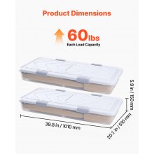 VEVOR Caja de Almacenamiento de Plástico Debajo de Cama 101x51x15 cm, 2 Piezas