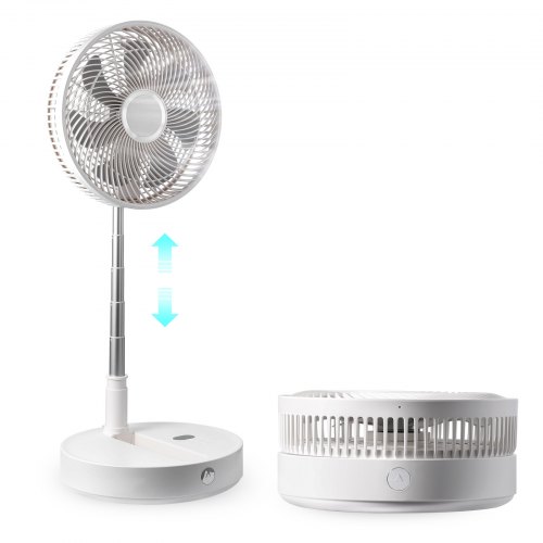 VEVOR Ventilador de Pedestal Portátil Recargable por USB 300 Nmm con Control Remoto Ventilador de Escritorio Silencioso Plegable Retráctil Ajustable 4 Velocidades 10800 mAh para Dormitorio, Camping