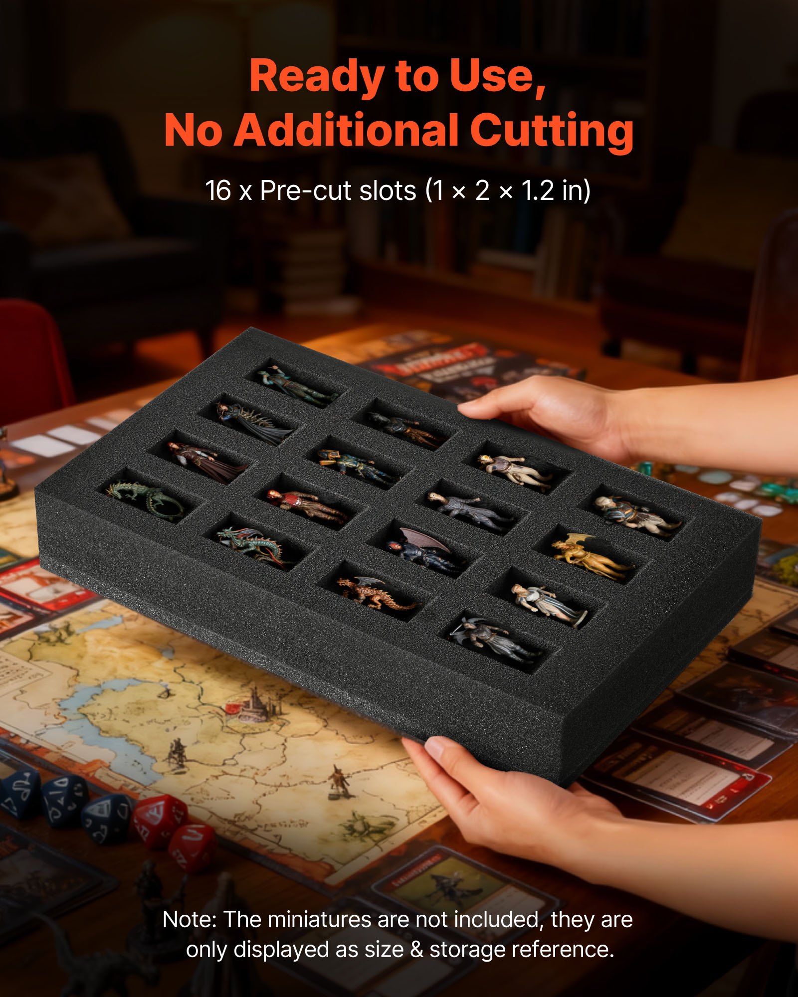 VEVOR Bolsa de Transporte, con Capacidad para 16 Miniaturas de Infantería, Asa y Correa de Hombro Ajustable, 1 Capa de Espuma para Mayor Capacidad, Miniaturas no Incluidas, 350 x 220 x 325 mm