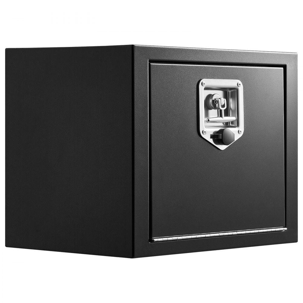 VEVOR Caja de Almacenaje para Camión 457x305x356 mm, Caja de Herramientas de Acero con Cerradura y Llaves, para Debajo de Carrocería del Camión, con Asa en T para Furgoneta, SUV, Camioneta, Negro