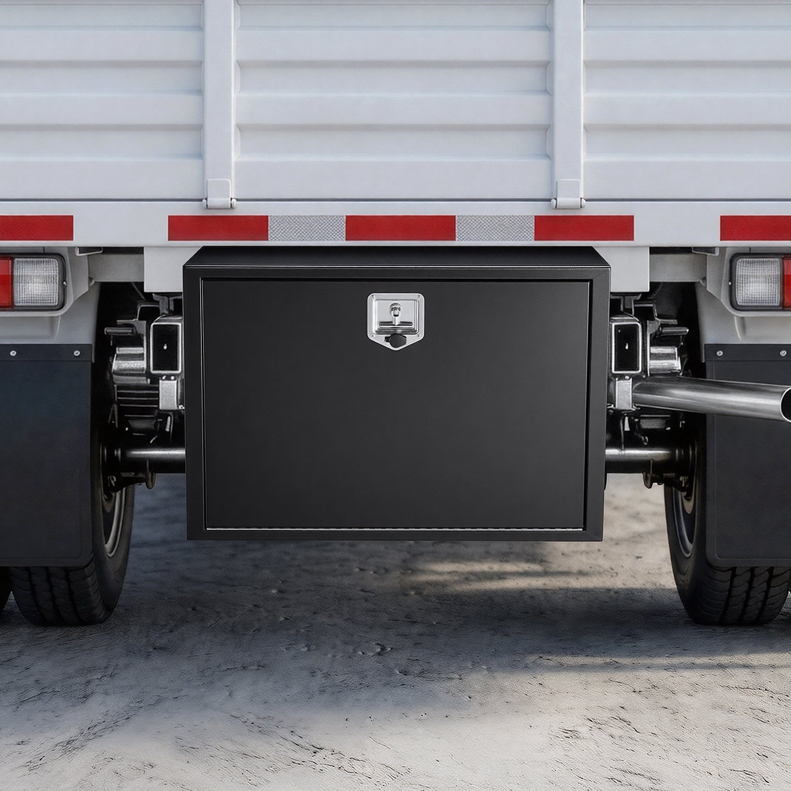 VEVOR Caja de Almacenaje para Camión 914x609x609 mm, Caja de Herramientas de Acero con Cerradura y Llaves, para Debajo de Carrocería del Camión, con Asa en T para Furgoneta, SUV, Camioneta, Negro
