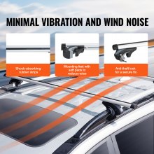 VEVOR Barras Transversales Universales de Techo Portaequipajes de Aluminio Compatibles con Rieles Laterales Elevados con Espacio Carga de 90,7 kg con Cerraduras, para SUV, Sedanes, Furgonetas