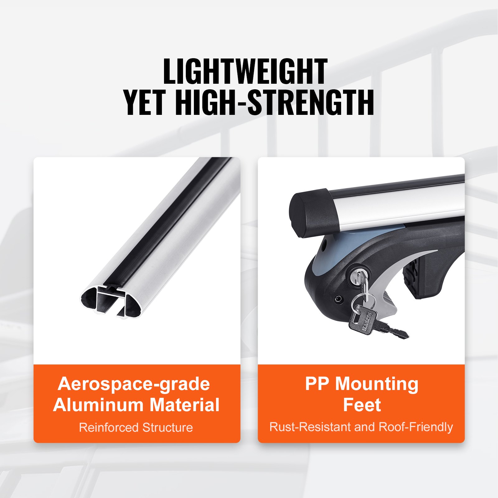 VEVOR Barras Transversales Universales 2 Piezas Portaequipajes de Aluminio con Cerradura para Automóvil Carga de 90,7 kg Compatible con Rieles Laterales de Hasta 111,76 cm de Ancho de Recorrido