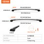 VEVOR Barra transversal de techo para Subaru Forester 2014-2022 Barras transversales de aluminio 2 piezas