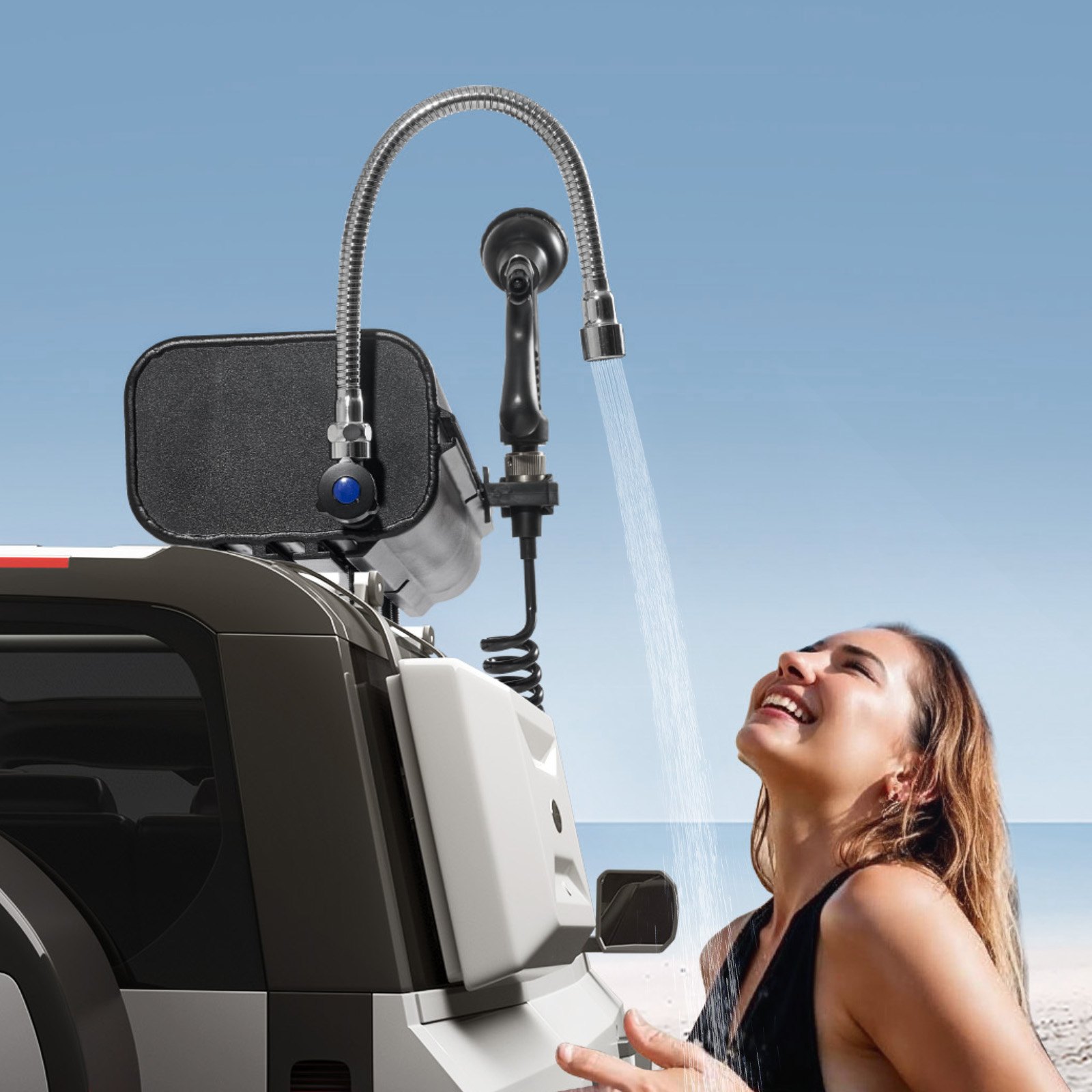 VEVOR Tanque de Agua para Portaequipajes de Techo, con Dispensación Múltiple con 2 Paneles de Protección Contra Salpicaduras y Ranura en T, para Baúles, Barras Antivuelco, 15 L, 820 x 190 x 135 mm