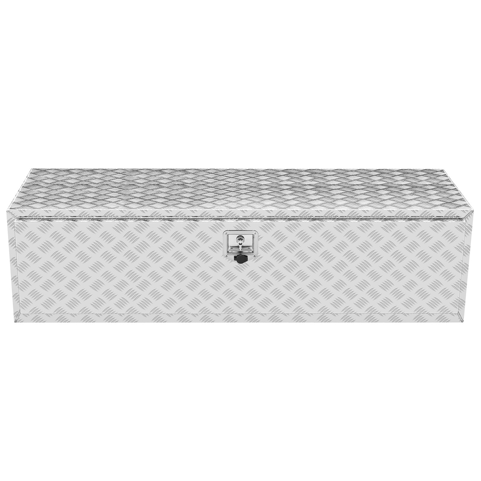 Caja de carga para camión VEVOR con diseño de placa de diamante y mecanismo de cierre centralizado.