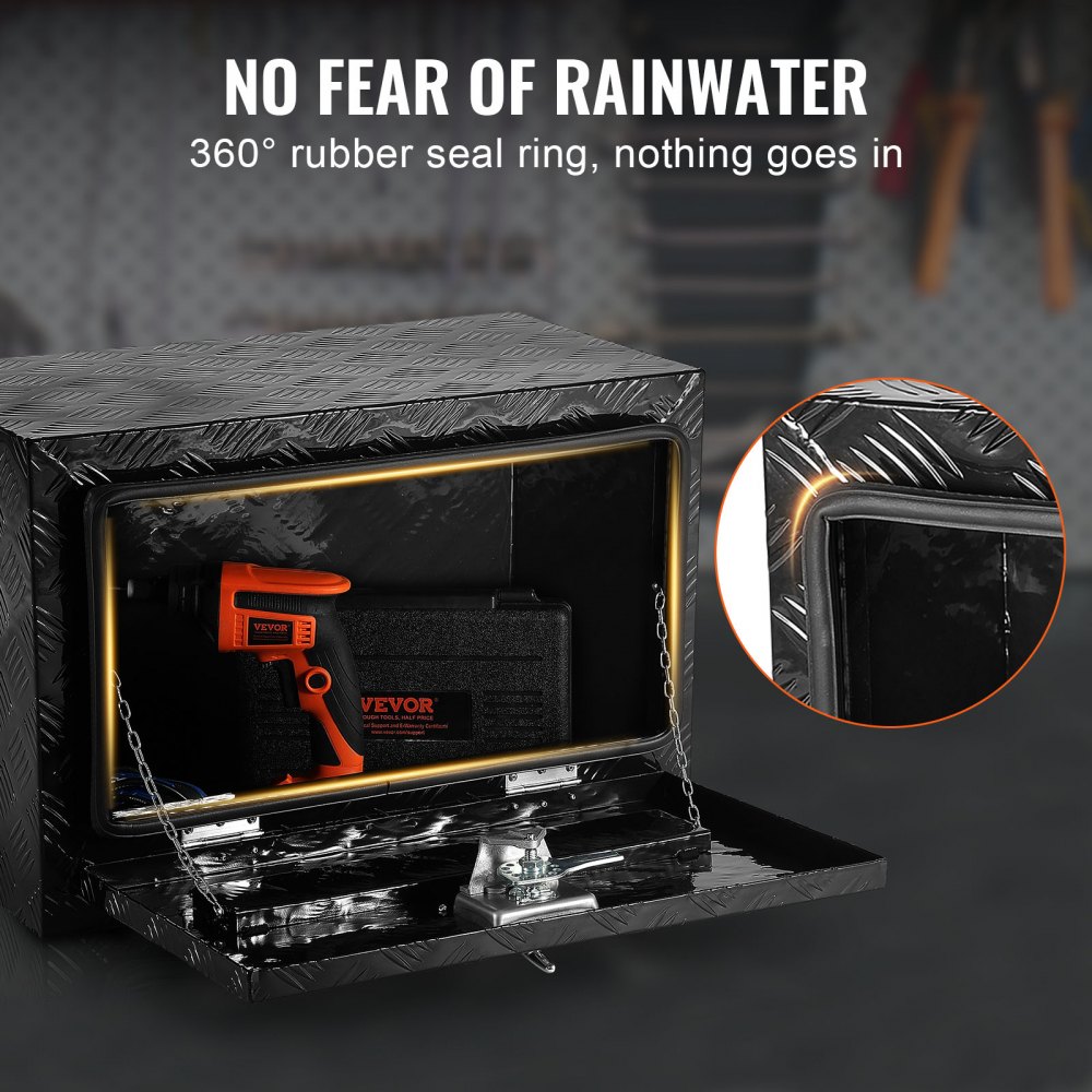VEVOR Truckbox Tool Box, Underbody Trailer Box, Tool Chest 610 x 430 x 460 mm Pickup Storage Box, Aluminum Alloy, 30 kg Load Capacity Tool Box, Lockable Storage Box