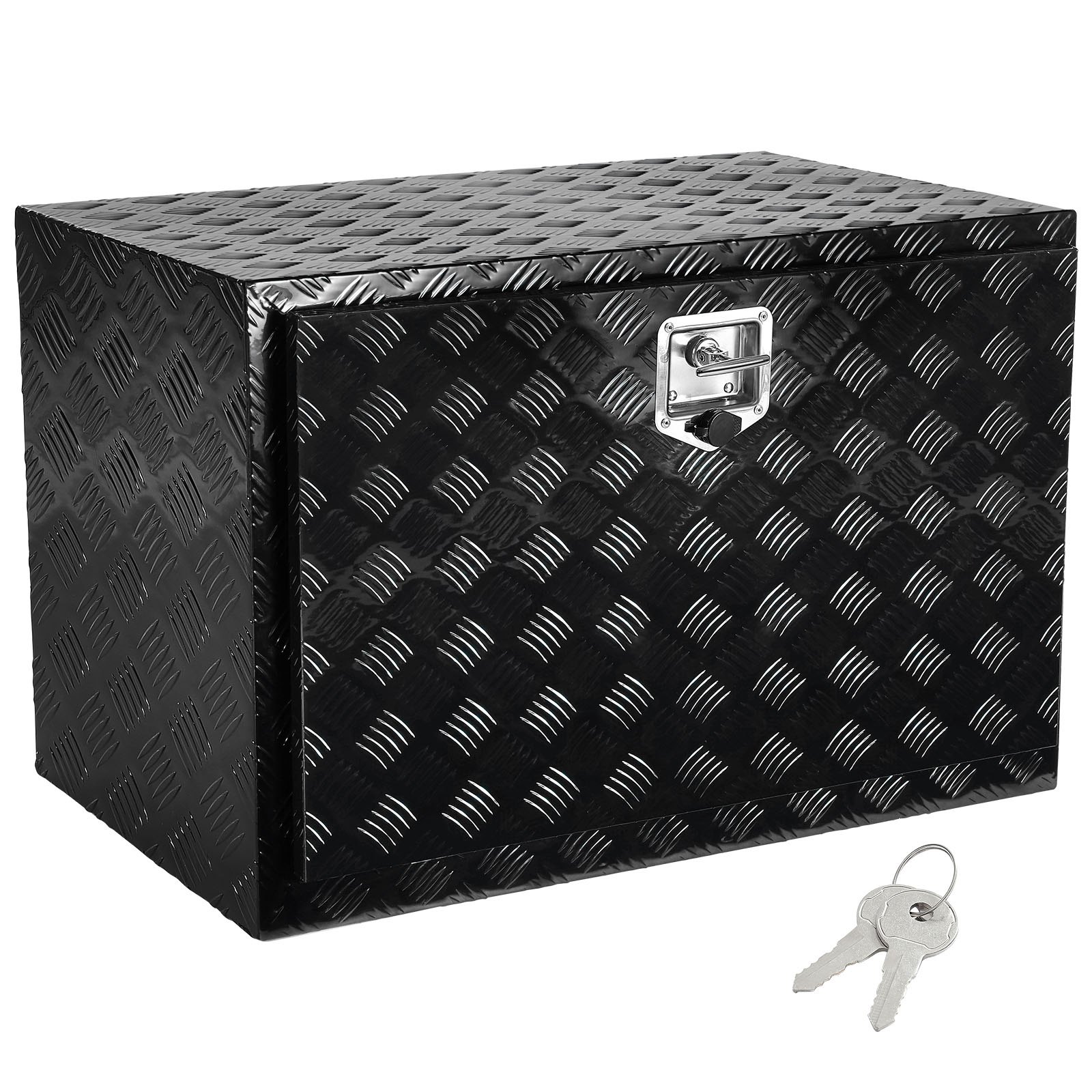 VEVOR Caja de Herramientas para Camión 914x610x610mm Caja de Bastidor Inferior Caja de Almacenamiento de Aleación de Aluminio Montaje Inferior con Cerradura y Llaves para Remolques, Negro