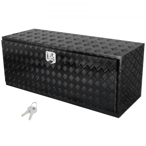 VEVOR Caja de Herramientas para Camión 1524x610x610mm Caja de Bastidor Inferior Caja de Almacenamiento de Aleación de Aluminio Montaje Inferior con Cerradura y Llaves para Remolques, Camionetas, Negro