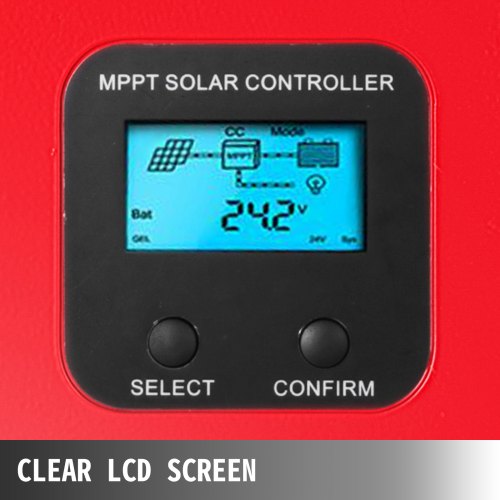 Controlador de Carga Solar 60A MPPT 12V/24V/36V/48V Sistema Máximo de Entrada PV 150VDC Pantalla LCD