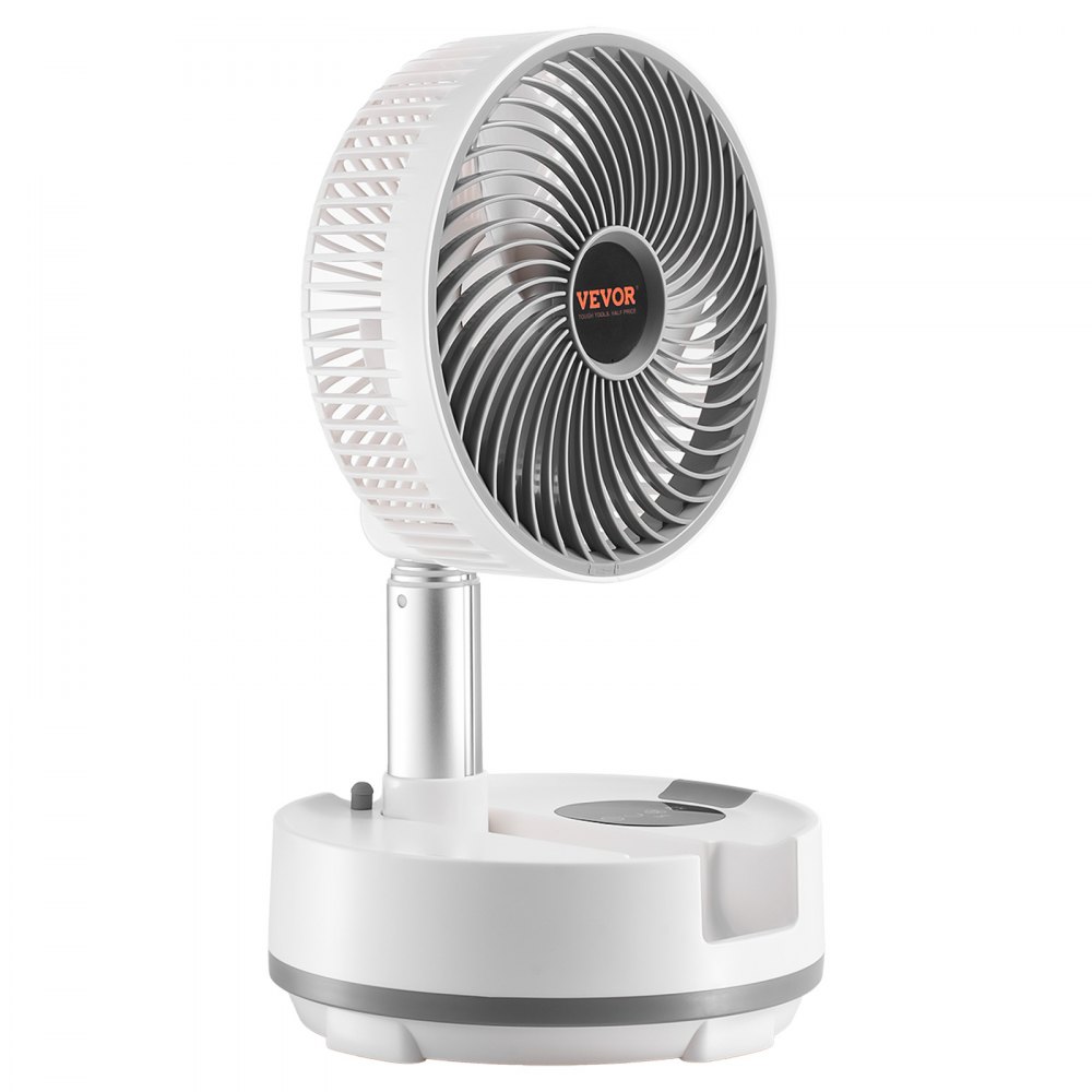 VEVOR Ventilador Oscilante Plegable y Recargable, 3 en 1, con Pilas y con Control Remoto, Silencioso, para Escritorio o Mesa, 8 Velocidades, Rotación Automática de 90 Grados, 200 x 200 x 580 mm
