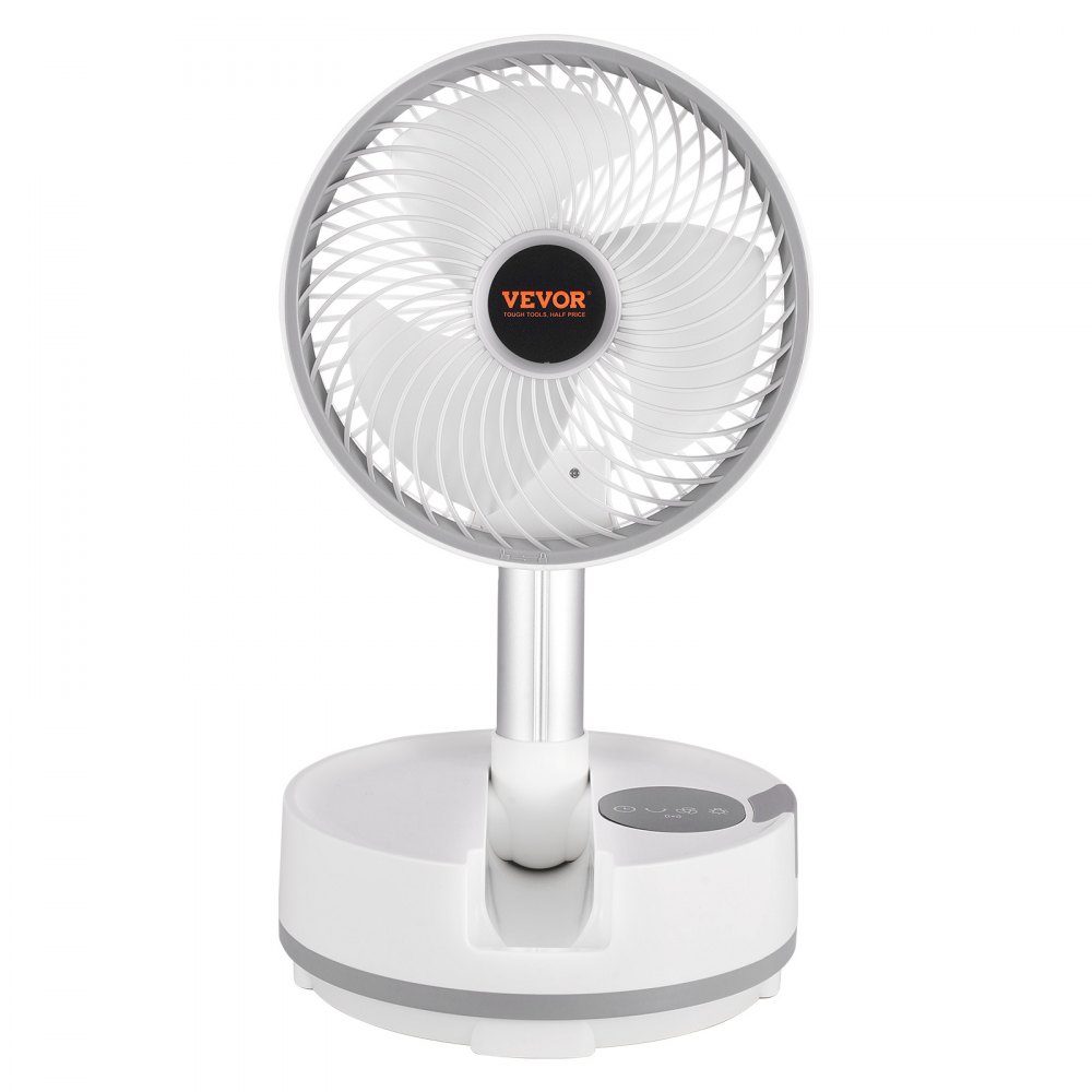 VEVOR Ventilador Oscilante Plegable y Recargable, 3 en 1, con Pilas y con Control Remoto, Silencioso, para Escritorio o Mesa, 8 Velocidades, Rotación Automática de 90 Grados, 200 x 200 x 580 mm
