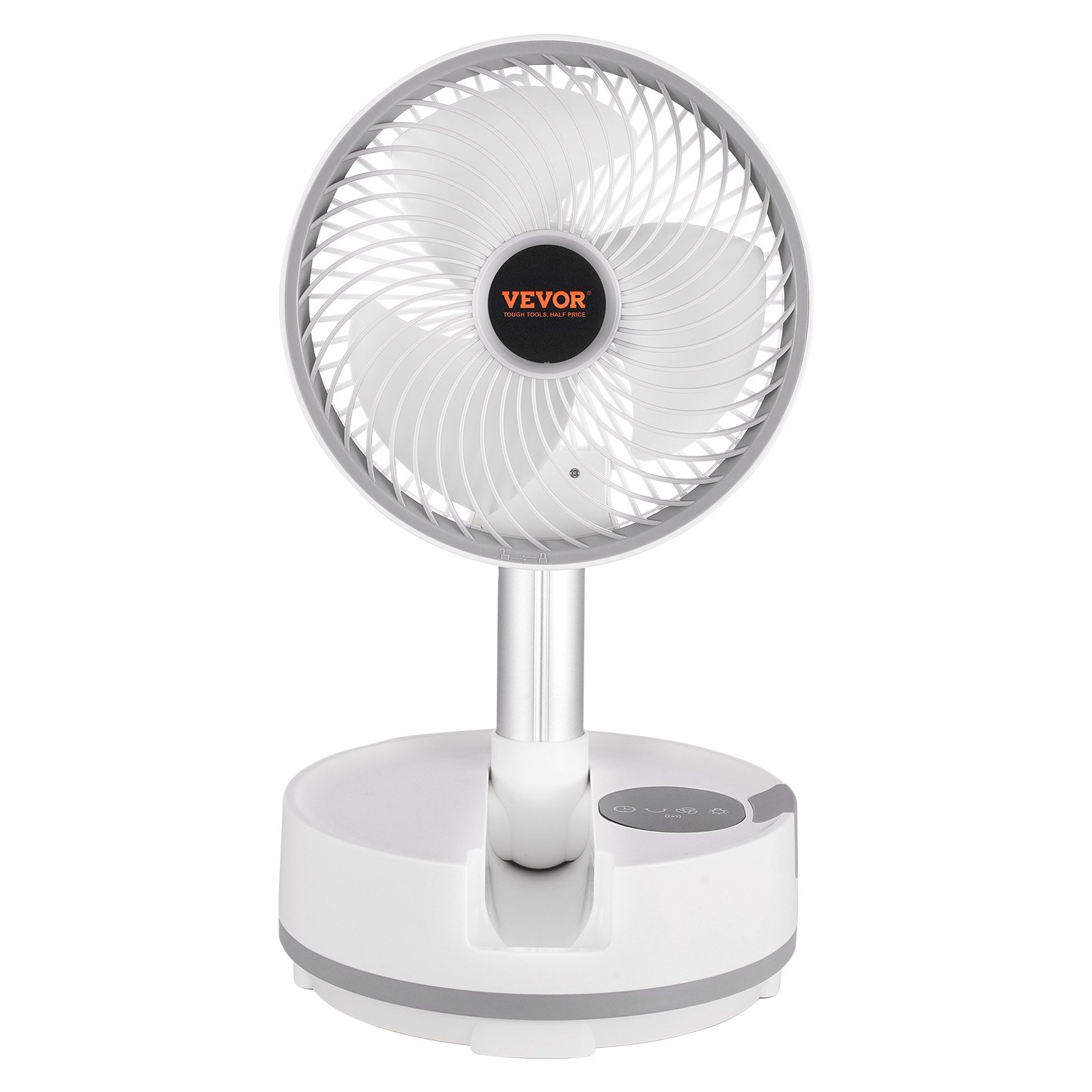VEVOR Ventilador Oscilante Plegable y Recargable, 3 en 1, con Pilas y con Control Remoto, Silencioso, para Escritorio o Mesa, 8 Velocidades, Rotación Automática de 90 Grados, 200 x 200 x 580 mm