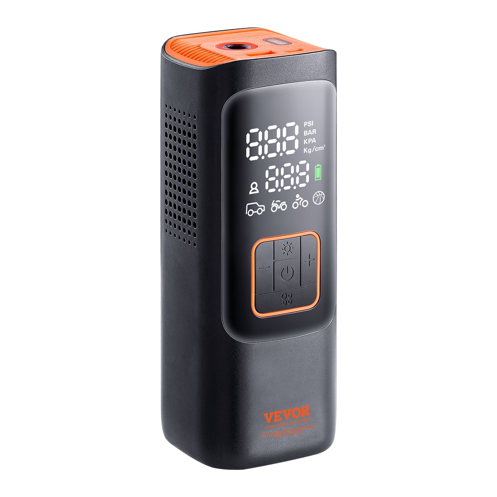 VEVOR Inflador de Neumáticos de Coche 7800mAh 3.7V, Compresor de Aire Portátil 11 Bar, 12 V CC, Apagado Automático con Manómetro LCD, Lámpara LED, Bomba Eléctrica para Bicicleta, Coches, Motocicletas