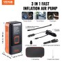 VEVOR Inflador de Neumáticos de Coche 12000 mAh, Compresor de Aire Portátil Doble Cilindro Inflado Rápido 30 s Apagado Automático Lámpara LED, Bomba Eléctrica para Bicicleta, Coches, Motocicletas
