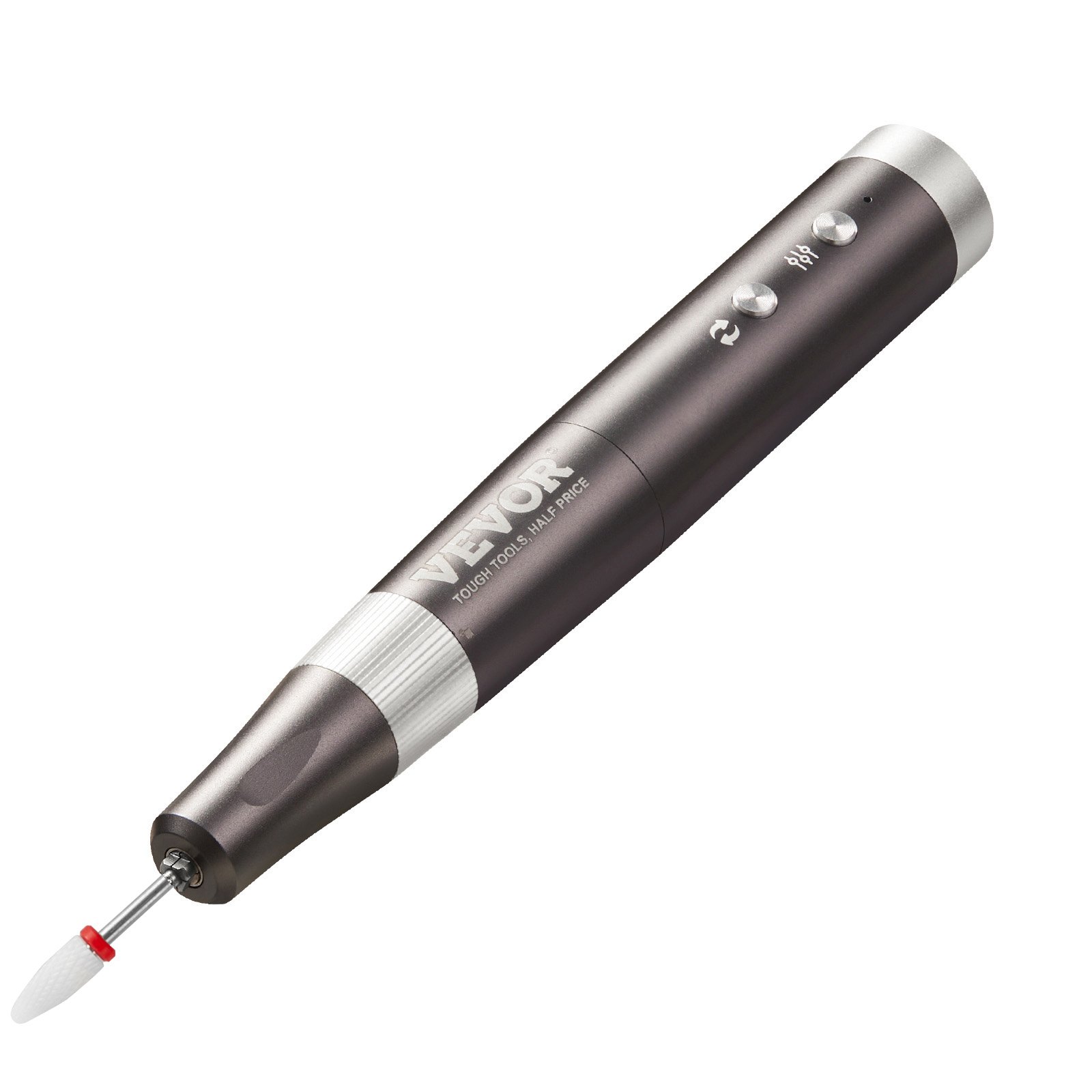 VEVOR Taladro de Uñas Eléctrico Inalámbrico, Máquina de Lima de Uñas Recargable de Velocidad Variable de 30.000 RPM, Pulidor de Pedicura de Manicura Portátil para Eliminación de Piel Muerta, Negro