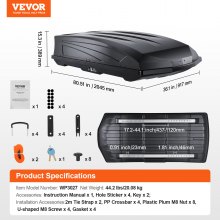 VEVOR Cofre de Techo 488 L ABS Portaequipajes de Techo para SUV y Coches, Negro