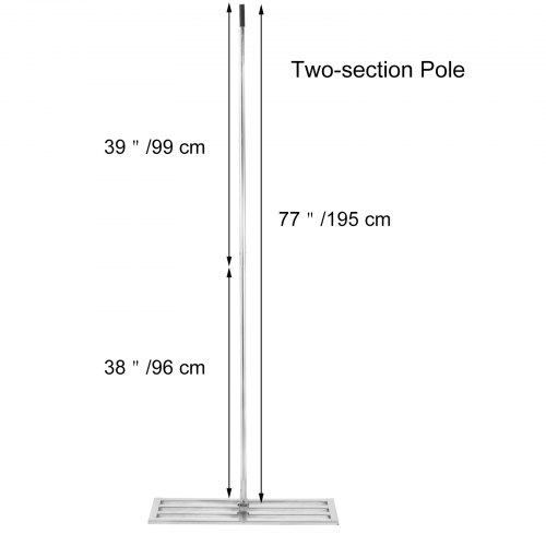 VEVOR Rastrillo de Nivelación de Césped 76,2 x 25,4 cm Nivelador de Césped de Jardín de Golf Acero Inoxidable Herramienta Niveladora de Césped con Poste 195 cm Rastrillo para Nivelar Césped Patio