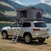 Tienda de techo rígida VEVOR, tienda de techo rígida Naturnest para 2 o 3 personas, tienda de techo rígida con escalera telescópica y colchón grueso, impermeable y resistente al viento para camionetas Jeep, SUV y furgonetas