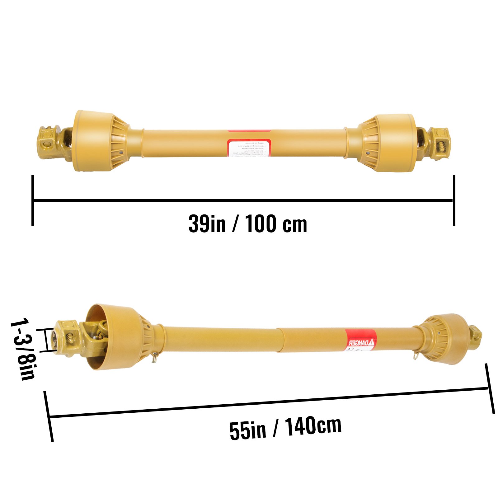 Vevor Eje De Transmisión 1 3/8" 6 Dientes T2 Toma De Fuerza Cardán De 39"-55"