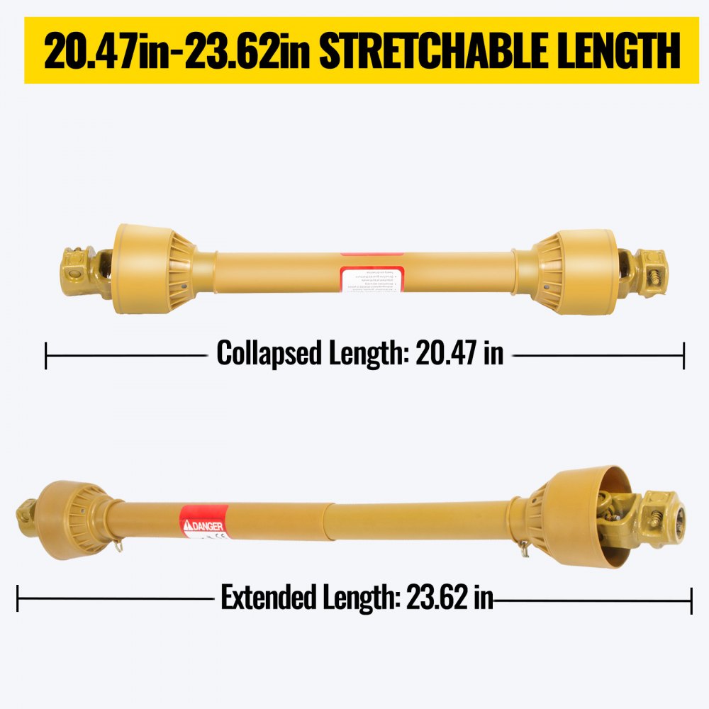 Vevor Eje De Transmisión 1 3/8" 6 Dientes T4 Toma De Fuerza Cardán De 20"-24"