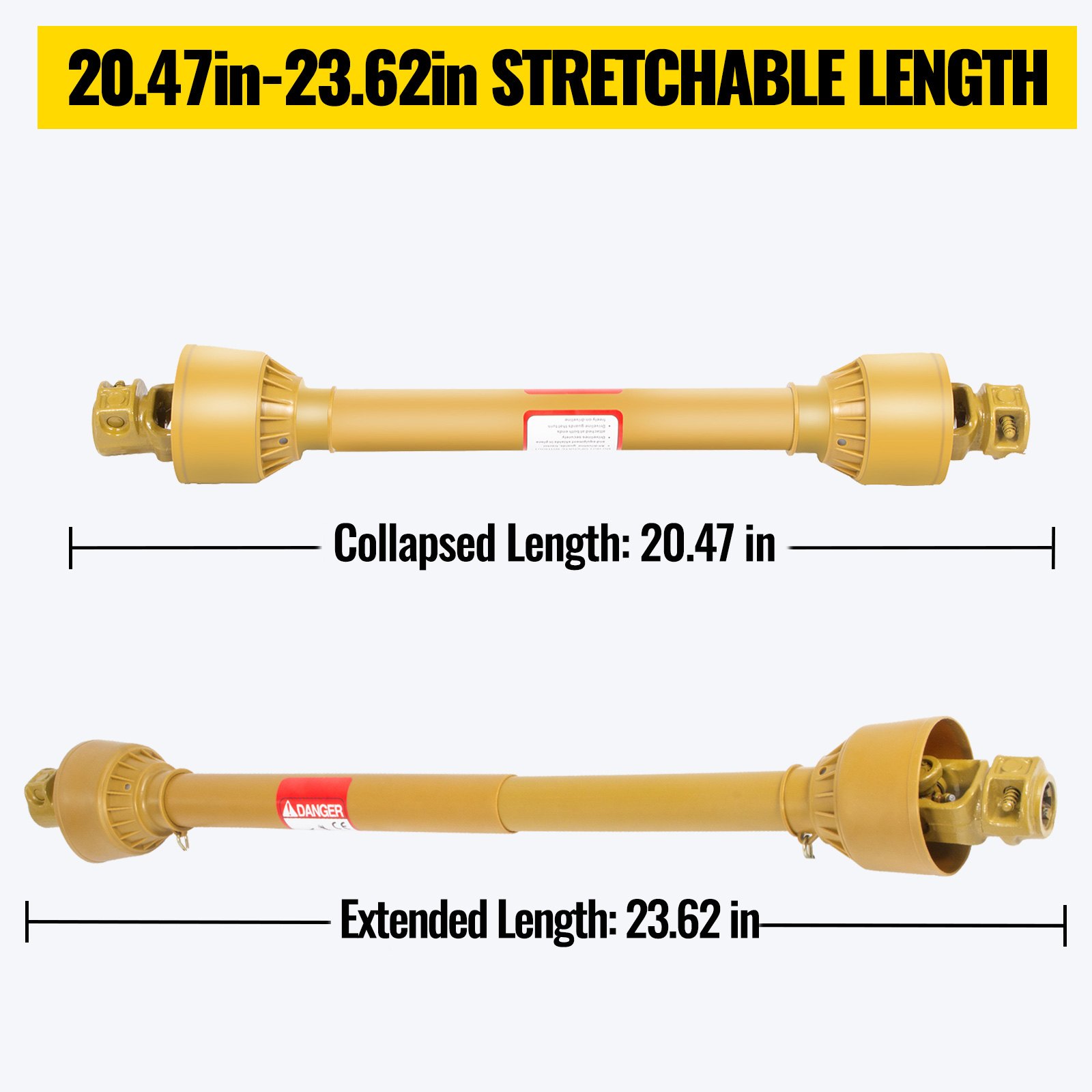 Vevor Eje De Transmisión 1 3/8" 6 Dientes T4 Toma De Fuerza Cardán De 20"-24"