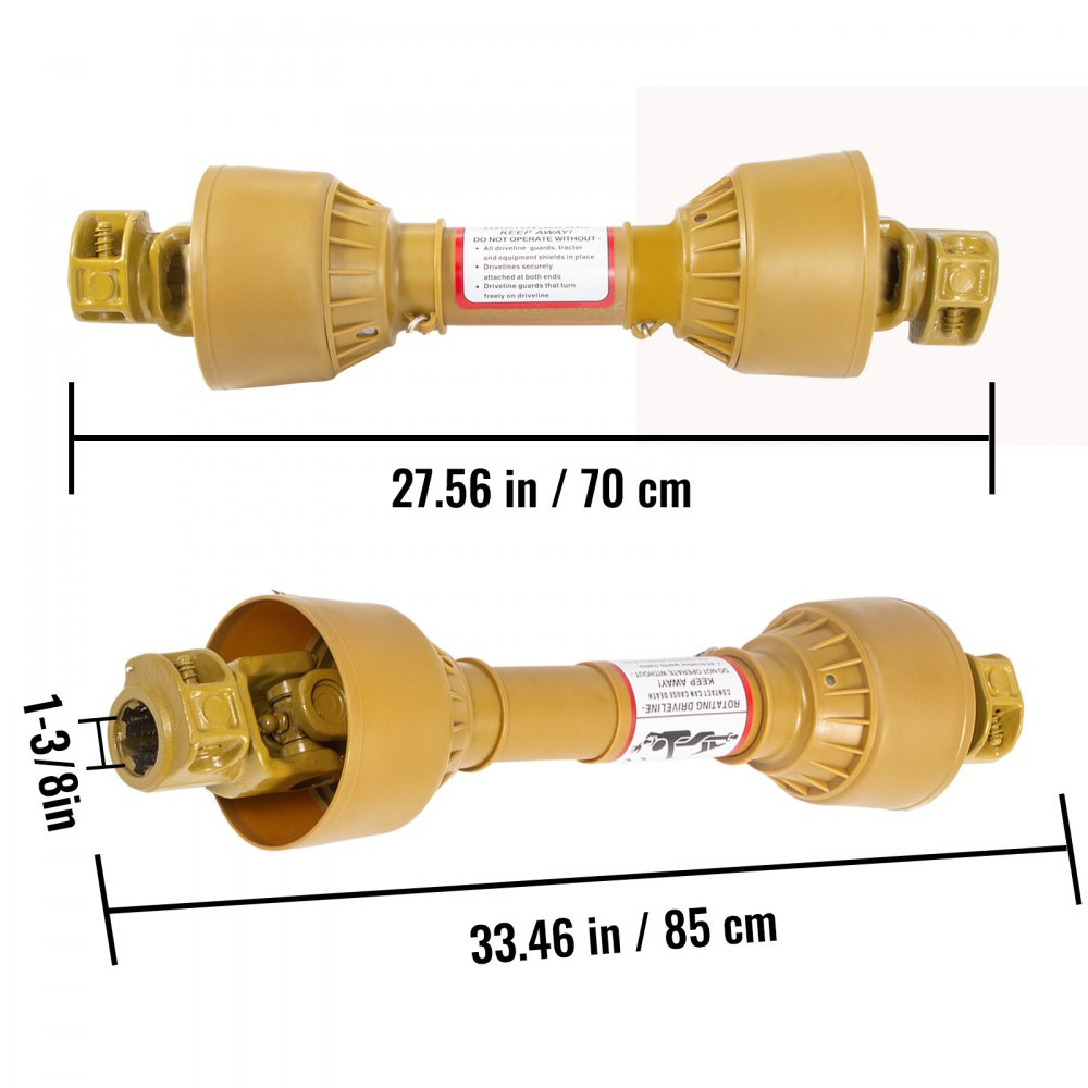 Vevor Eje De Transmisión 1 3/8" 6 Dientes T5 Toma De Fuerza Cardán De 28-33"