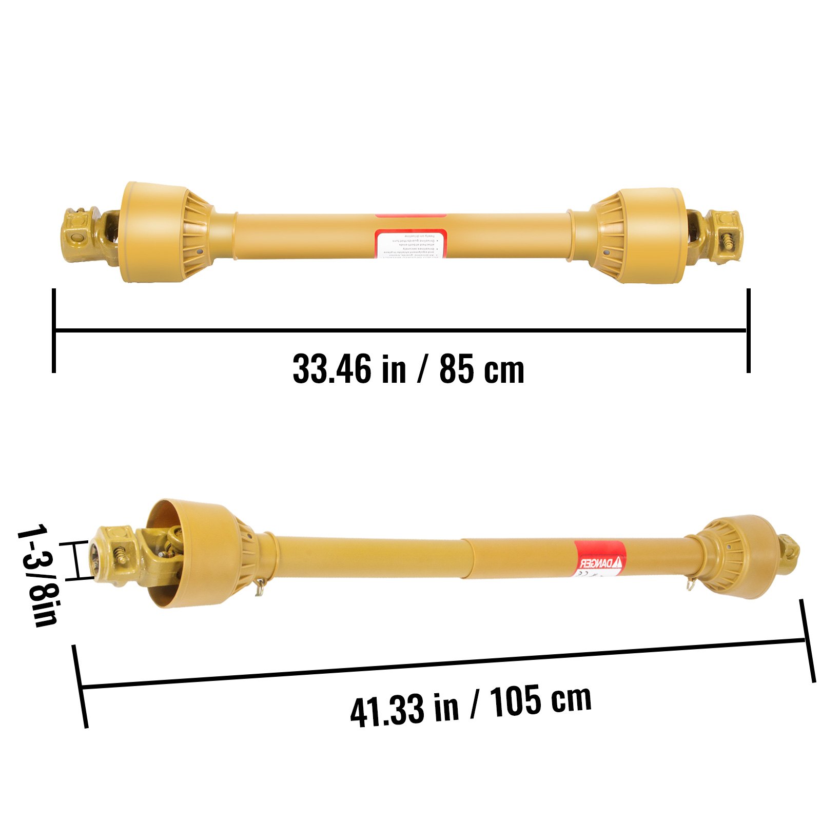 Vevor Eje De Transmisión 1 3/8" 6 Dientes T8 Toma De Fuerza Cardán De 33,5"-41"