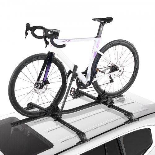 VEVOR Portabicicletas Vertical de Techo con Sistema de Bloqueo Seguro a la Mayoría de las Barras Transversales Estándar, Carga 15 kg, para 1 Bicicleta de Coche o SUV, a Rueda 508 a 737 mm, Negro